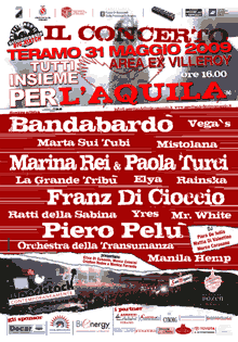Locandina concerto Tutti per l'Aquila